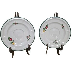 International China Company Tradition Stoneware Christmas Saucers Set of 2